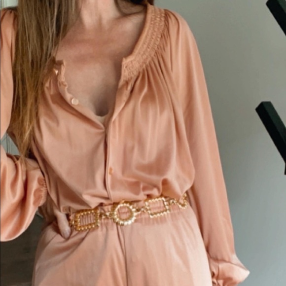 SOLD Vintage 70s pant set, rose gold - Picture 4 of 7